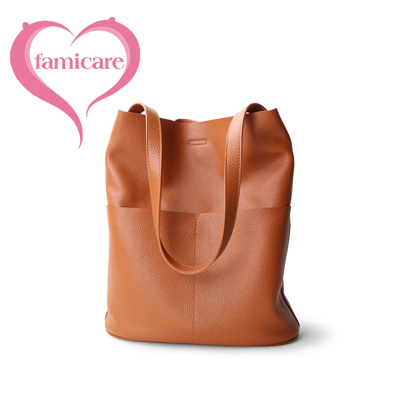 Laptop Accessories Box - Women Cowhide Genuine Real Leather Bucket