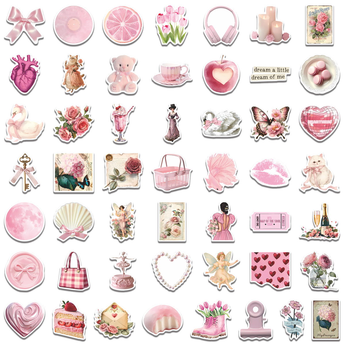 50/100pcs Cute Pink Girl Carto - Laptop Accessories Girly review and price