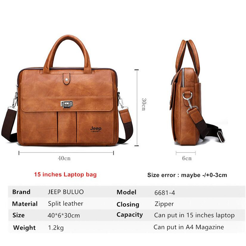 Jeep Buluo Men's Leather Brief - Laptop Accessories Box review and price